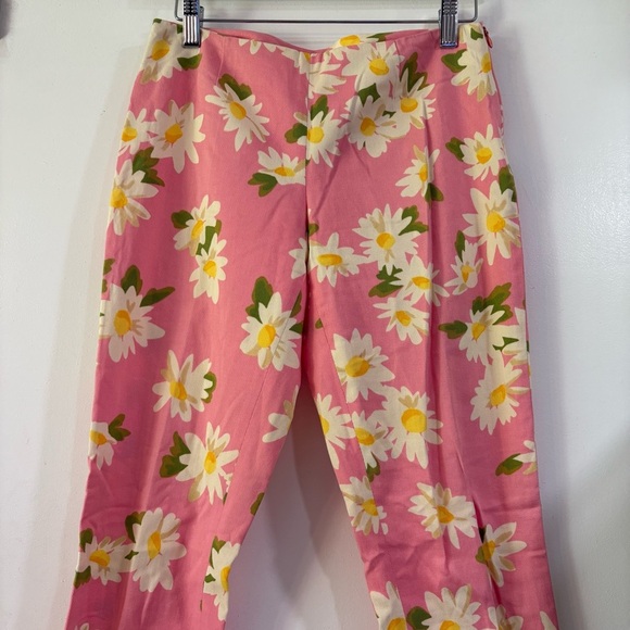 Moschino Cheap And Chic Daisy Floral Print Pants Cropped Festival Hippie Boho - Picture 2 of 12